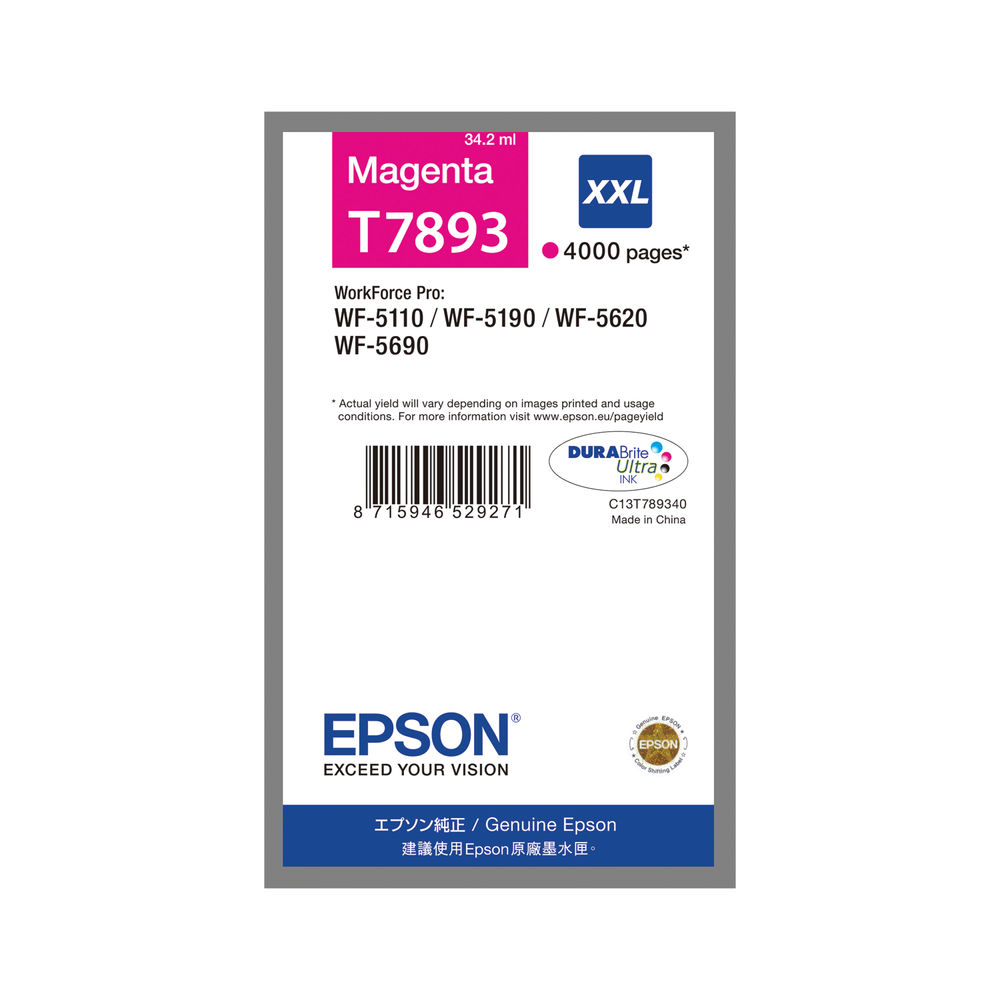 Epson T7893 Magenta Extra High Yield Ink - C13T789340