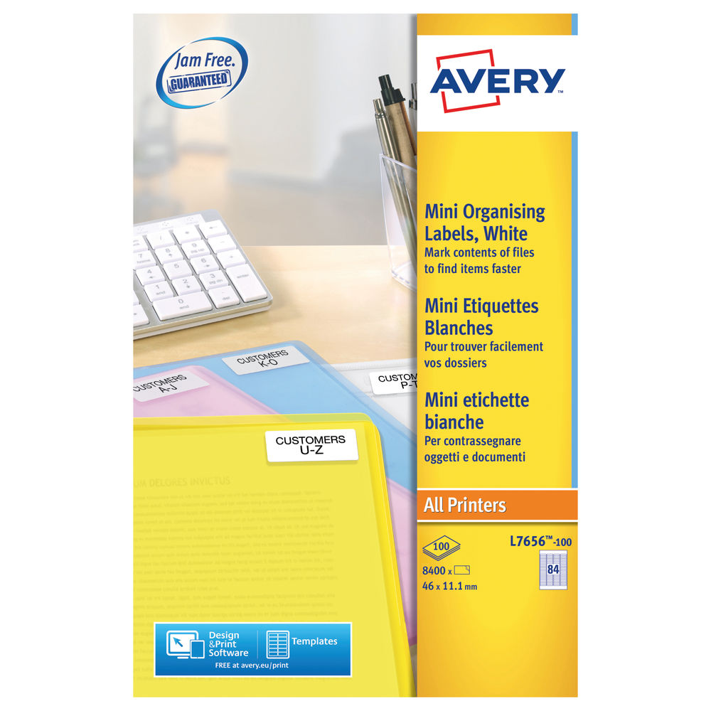 Avery Laser Mini Labels 84 Per Sheet White (Pack of 8400) L7656-100