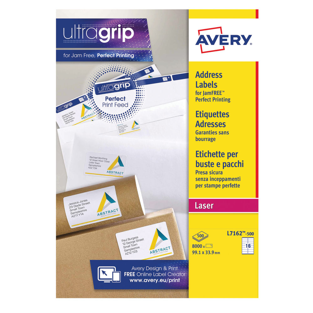 Avery Ultragrip Laser Address Labels QuickPEEL 99.1x33.9mm 16 ...