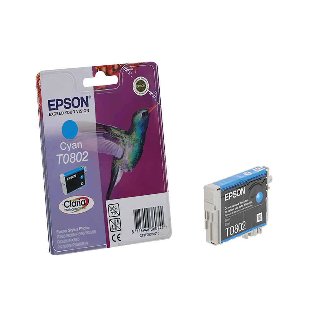 Epson T0802 Cyan Inkjet Cartridge C13T08024011 / T0802