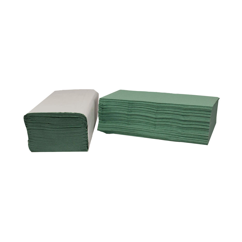 2Work V-Fold Hand Towels 1-Ply 190x250mm Sheet Size Green (Pack of 3600) 2W70105