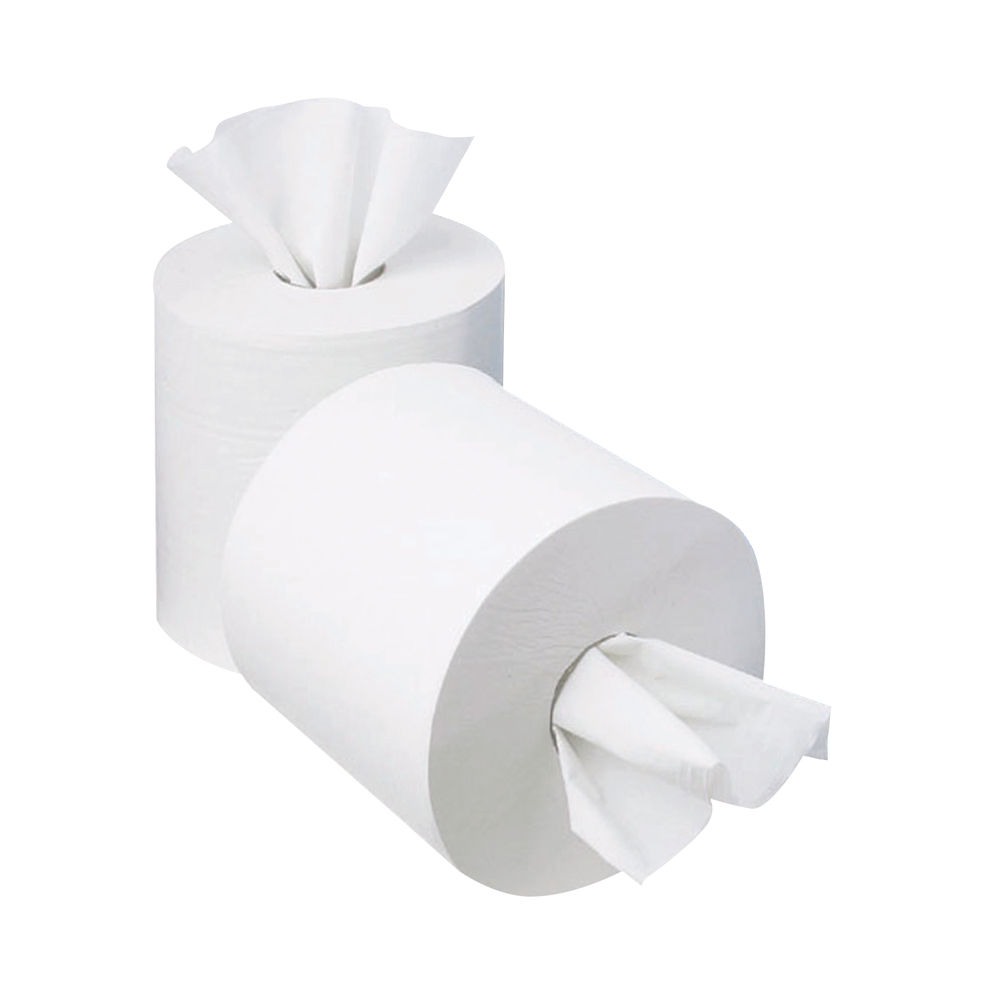 2Work Mini Centrefeed Roll 1-Ply 120m White (Pack of 12) KF03784