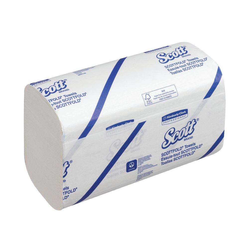 Scott White 1-Ply M-Fold Hand Towels (Pack of 25)