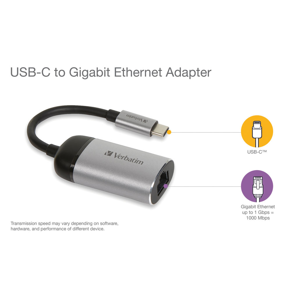 Verbatim USB-C to Gigabit Ethernet Adapter