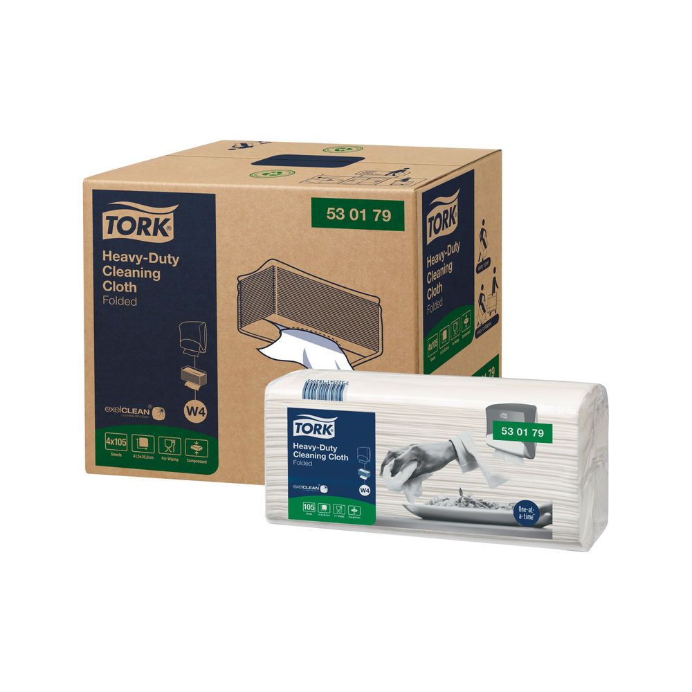 Tork Cleaning Cloth Heavy-Duty Folded 105 Sheets (Pack of 4)