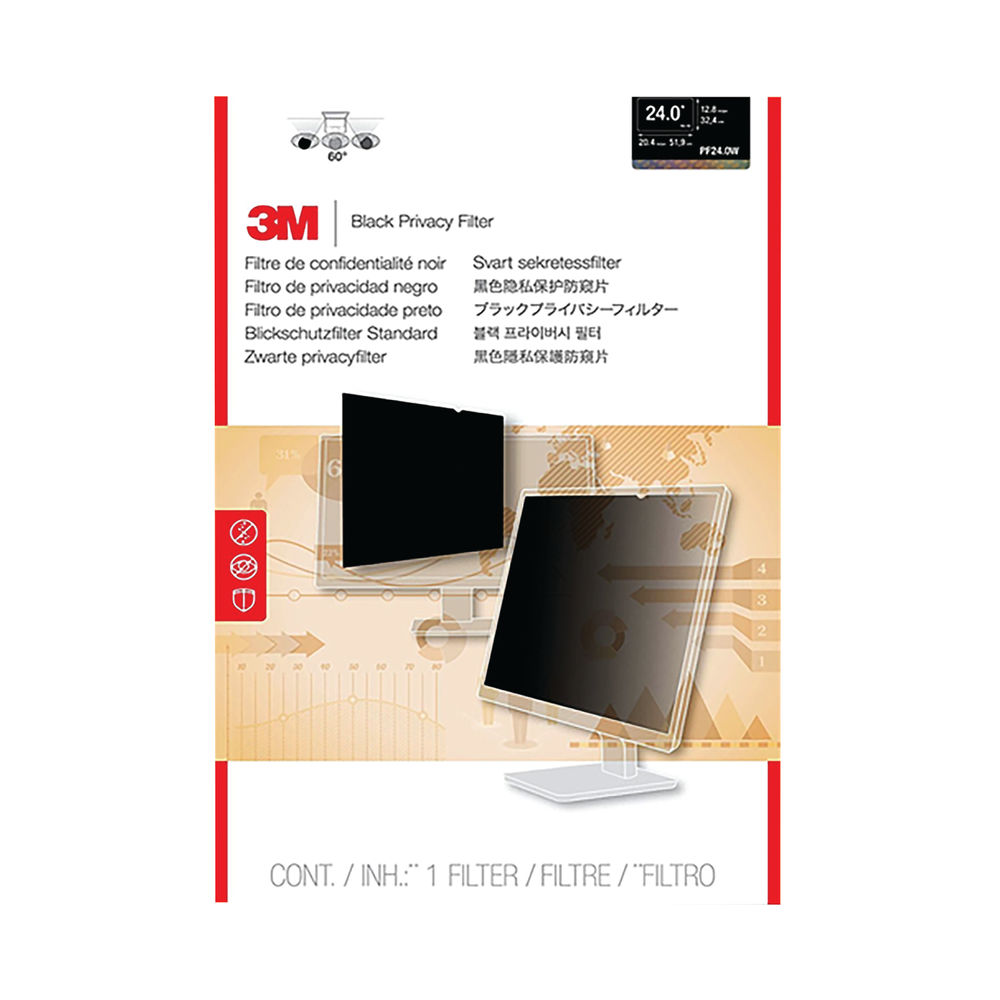 3M Black 24 Inch 16:10 Widescreen Privacy Filter