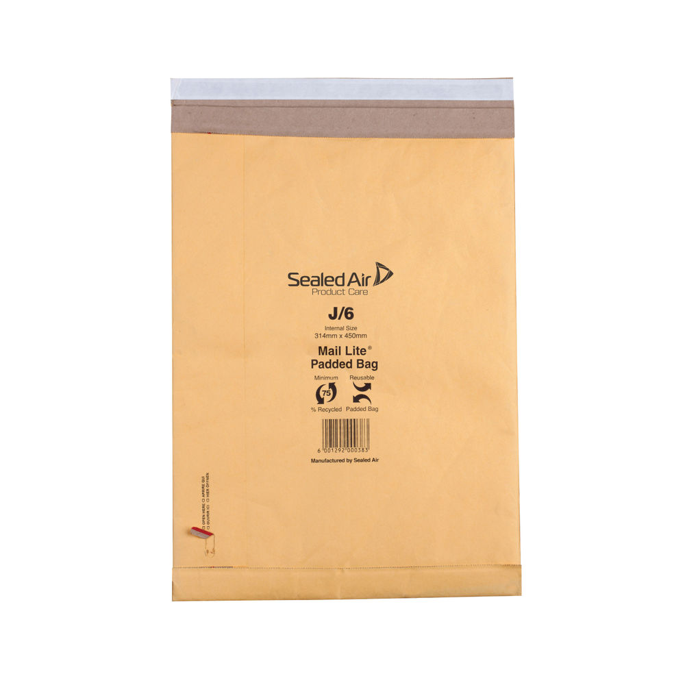 Mail Lite Padded Postal Bag Size J/6 314x450mm Gold (Pack of 50) 100943512