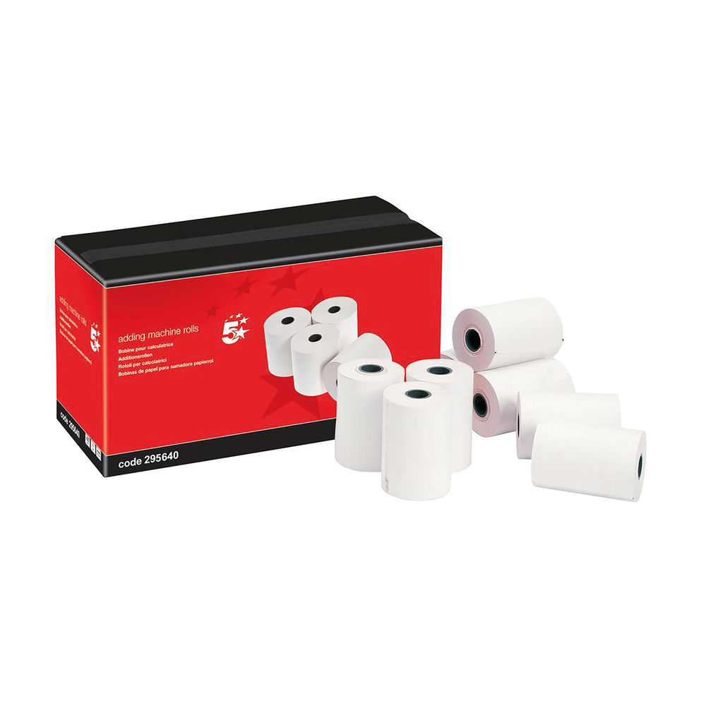 5 Star Office Adding Machine Paper Rolls 1-Ply 55gsm TMP 57x57 24m (Pack of 20)