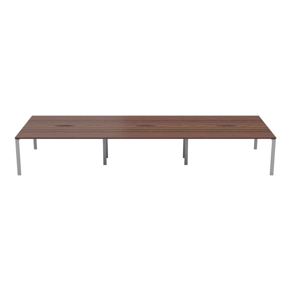 Jemini 3600x1600mm Dark Walnut/White Six Person Bench Desk