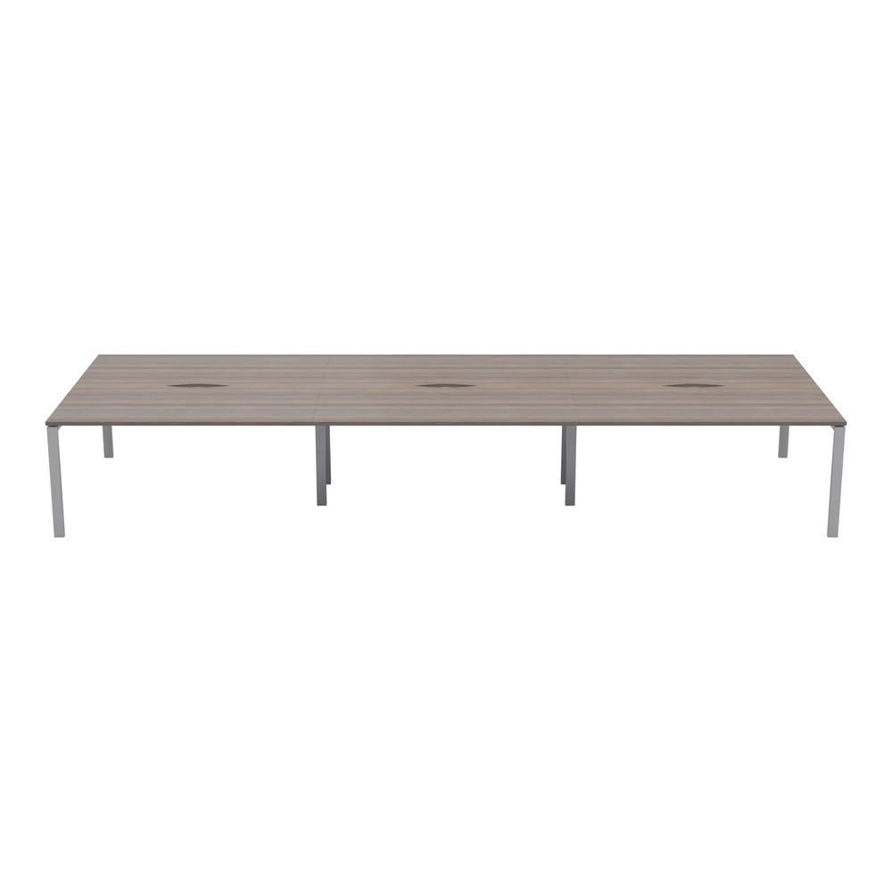 Jemini 4200x1600mm Grey Oak/White Six Person Bench Desk