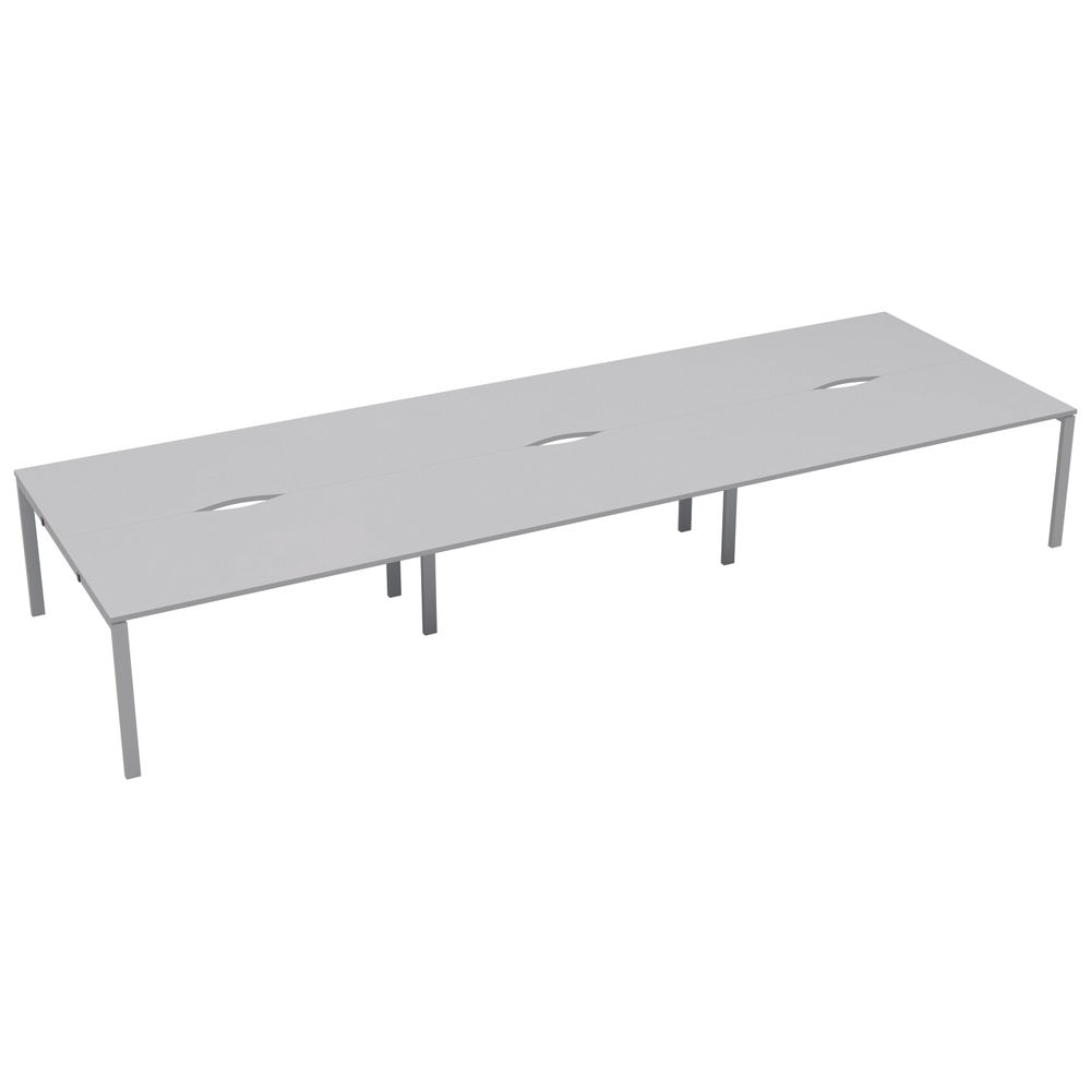 Jemini 4200x1600mm White/White Six Person Bench Desk