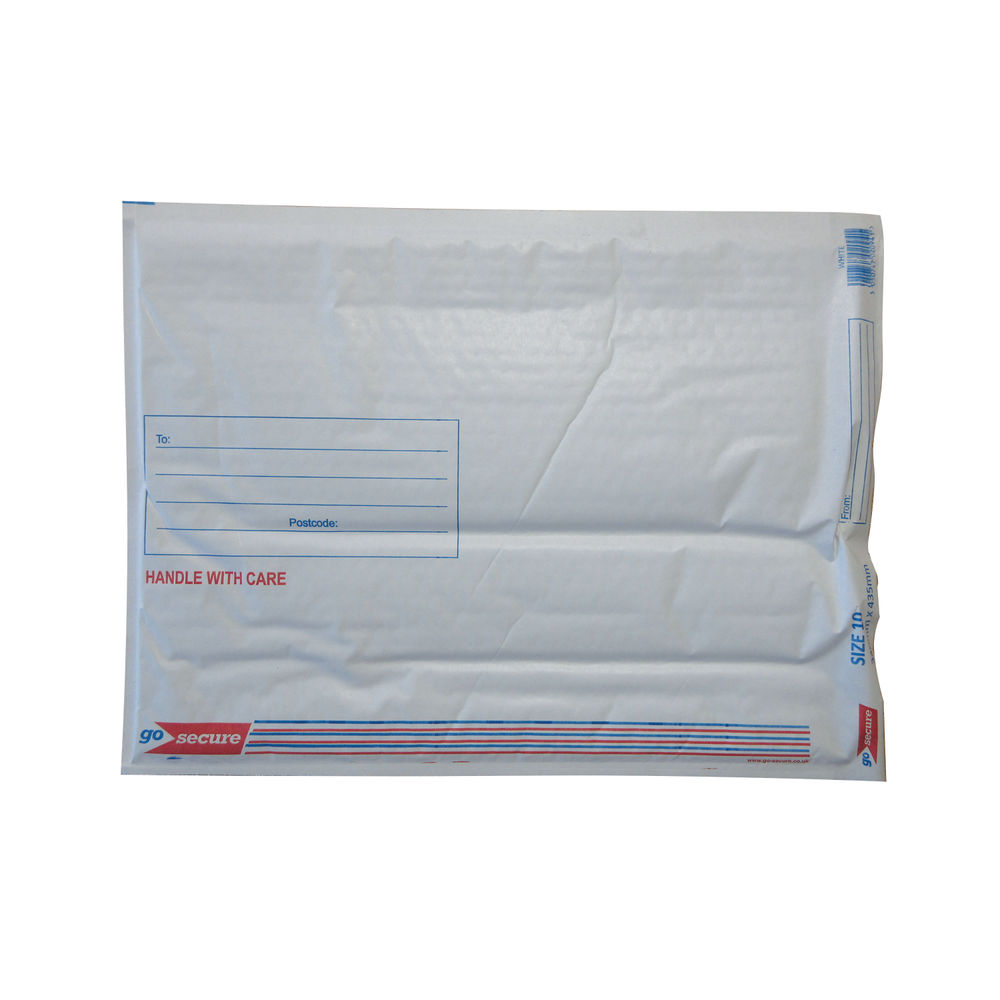 Go Secure White Size 10 Bubble Lined Envelopes, Pack of 50 - KF71453