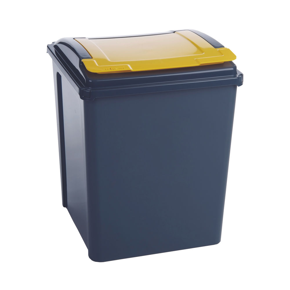 VFM Recycling Bin With Lid 50 Litre Yellow 384287