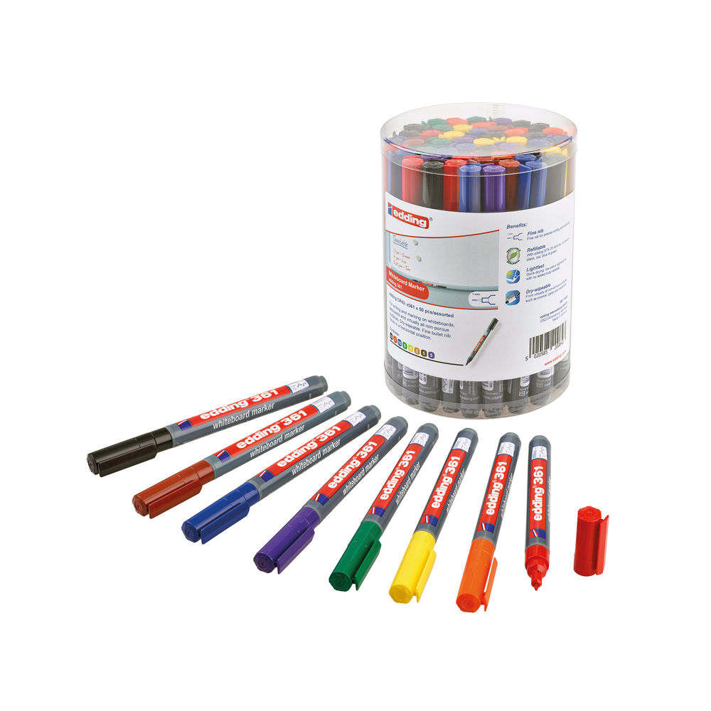 edding 361 Assorted Drywipe Markers (Pack of 50)