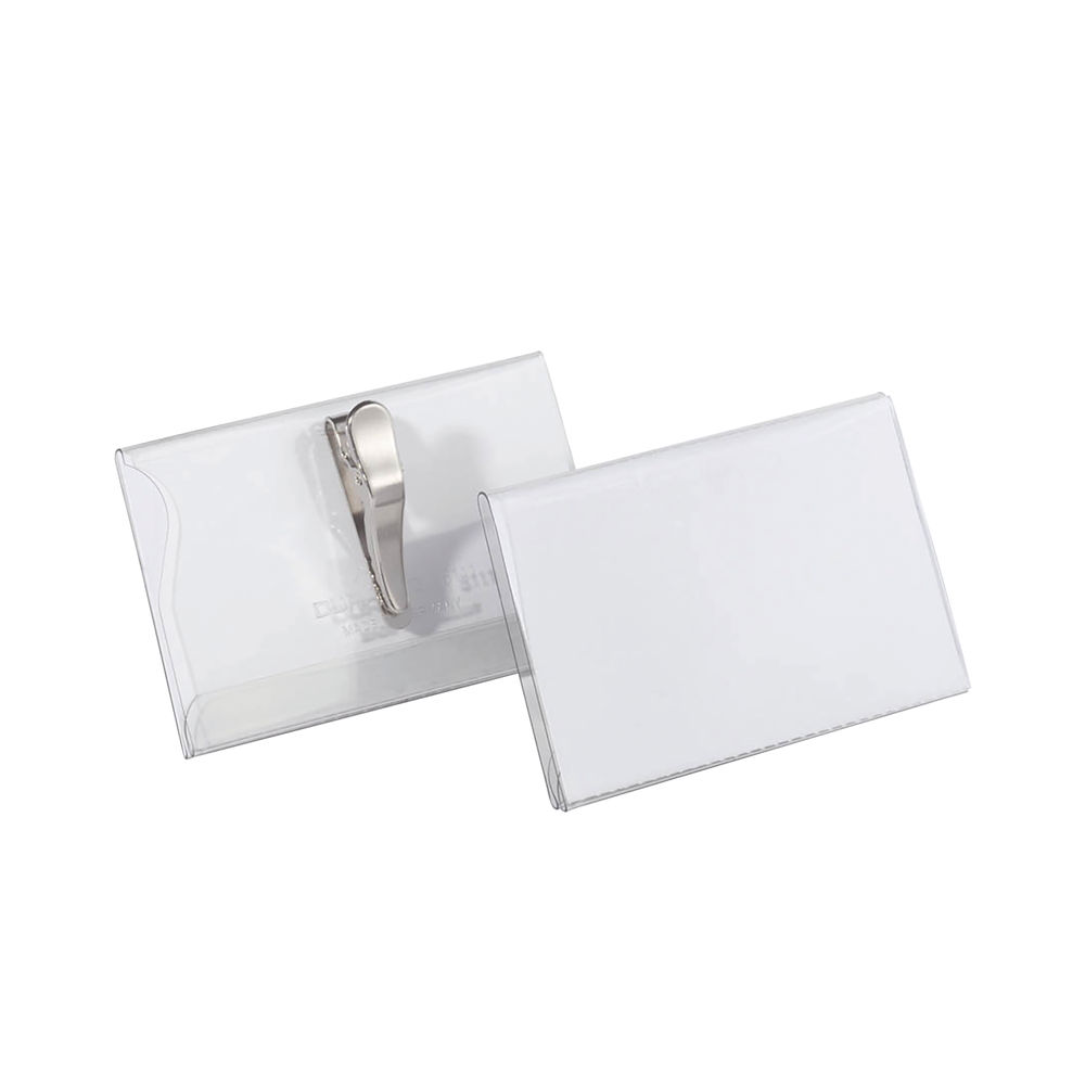 Durable Name Badge with Crocodile Clip 55x90mm Clear (Pack of 25) 8111