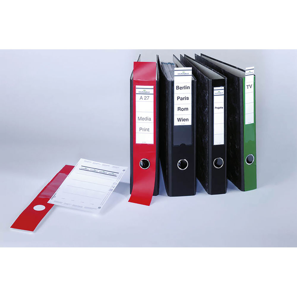 Durable Red Lever Arch Spine Labels (Pack of 10)