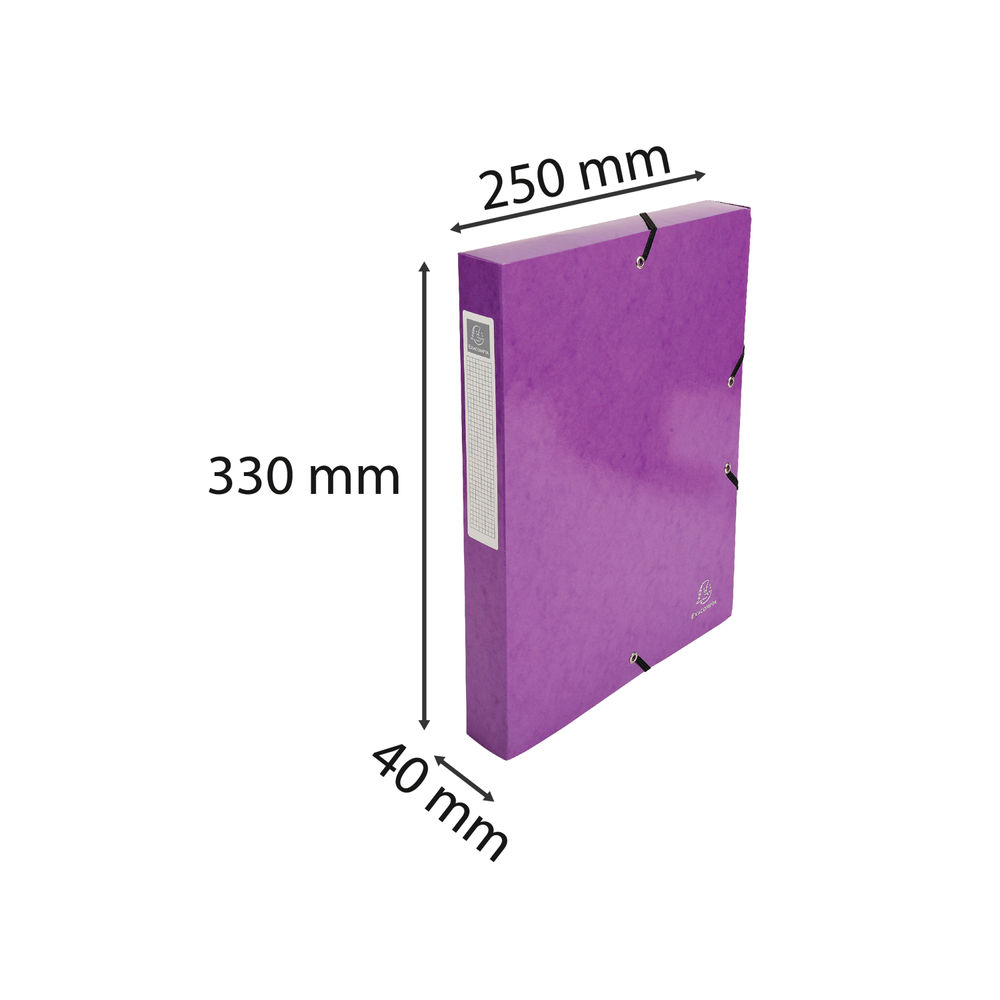 Exacompta Iderama Box File Elasticated A4 Purple (Pack of 8)