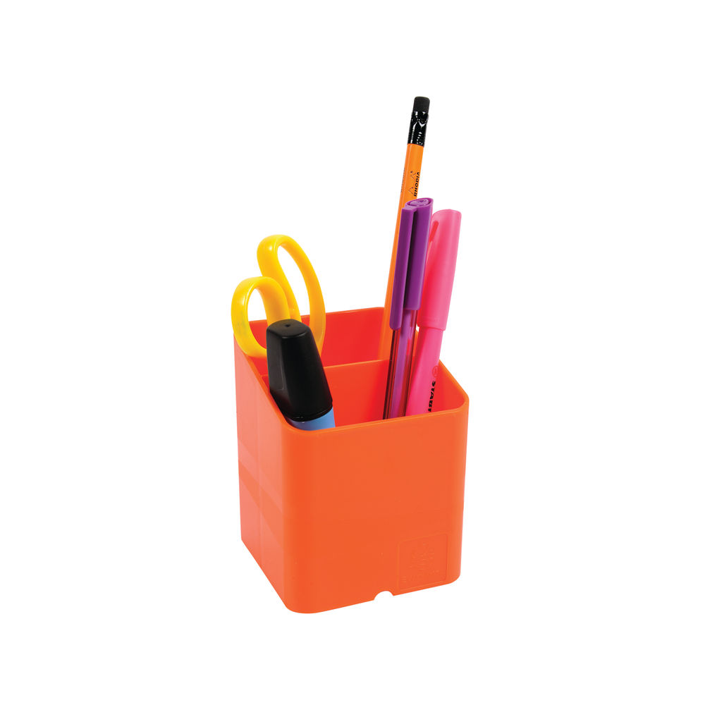 Exacompta Iderama Pen-Cube Pen Pot Mandarin (Pack of 10)