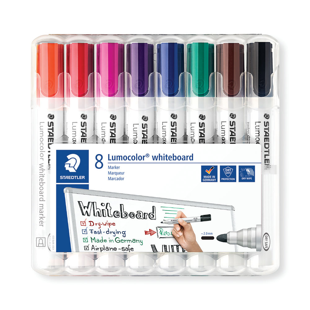 Staedtler Lumocolor 351 Assorted Drywipe Markers (Pack of 8)