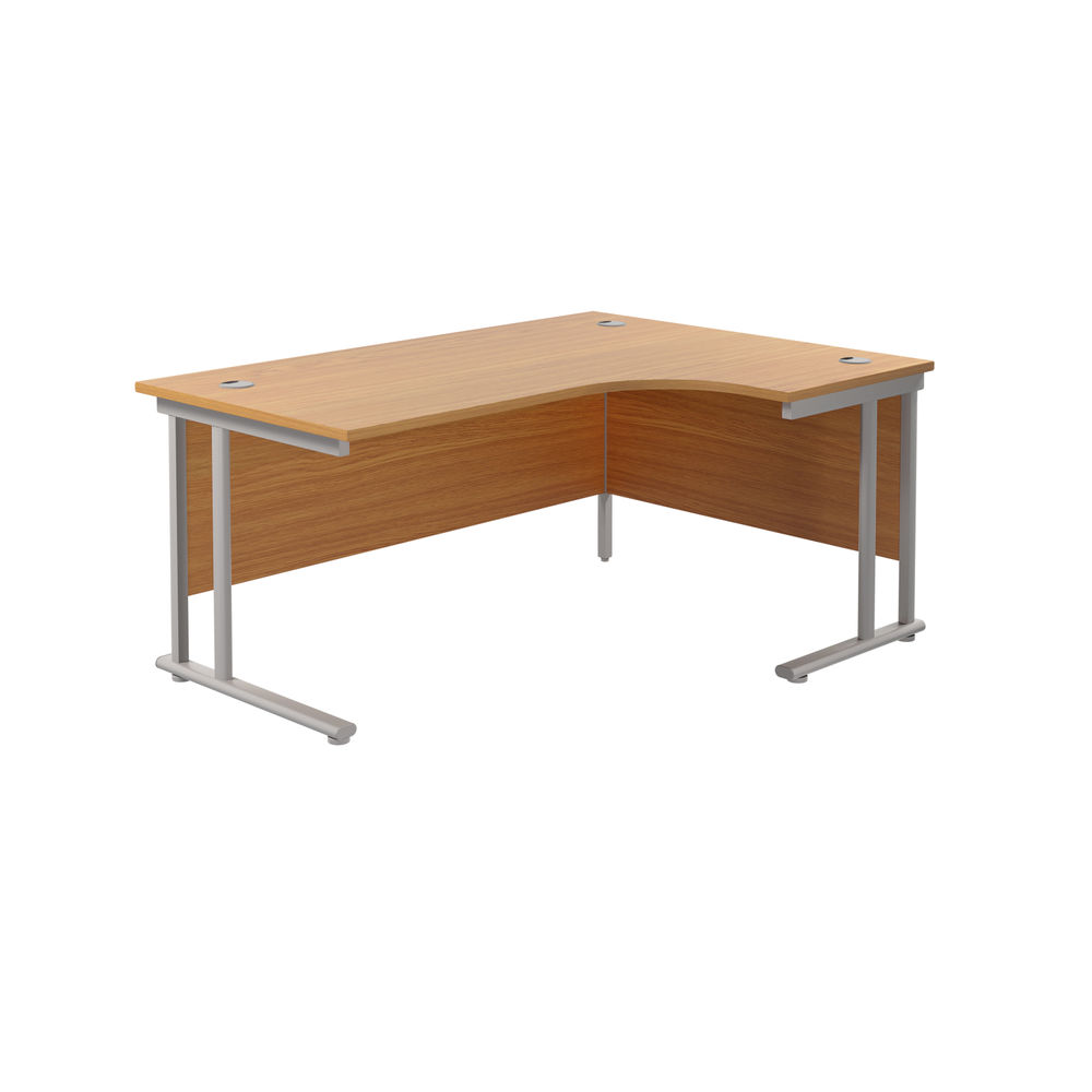 Jemini Radial Right Hand Cantilever Desk 1600x1200x730mm Nova Oak/Silver KF807605