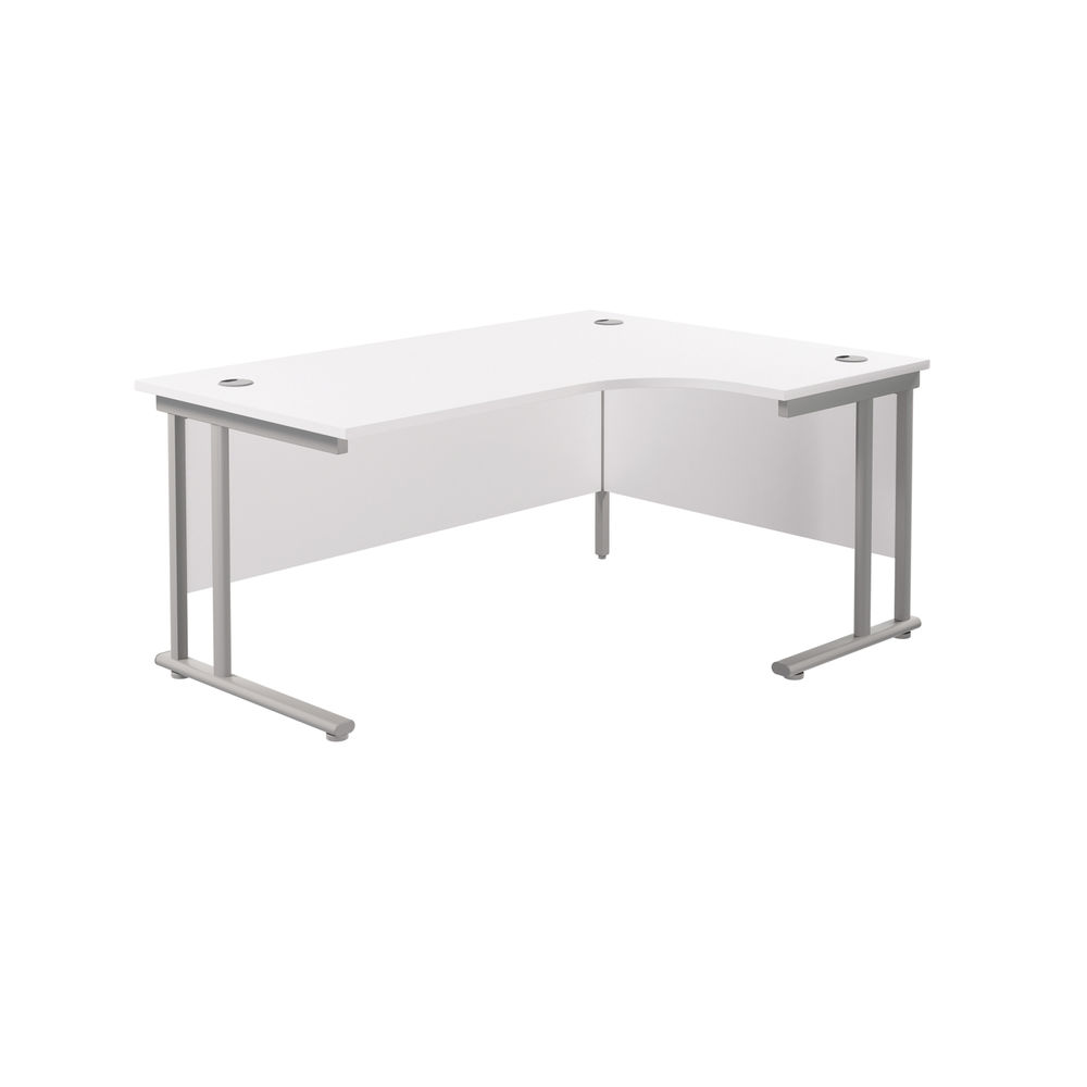 Jemini Radial Right Hand Cantilever Desk 1600x1200x730mm White/Silver KF807612