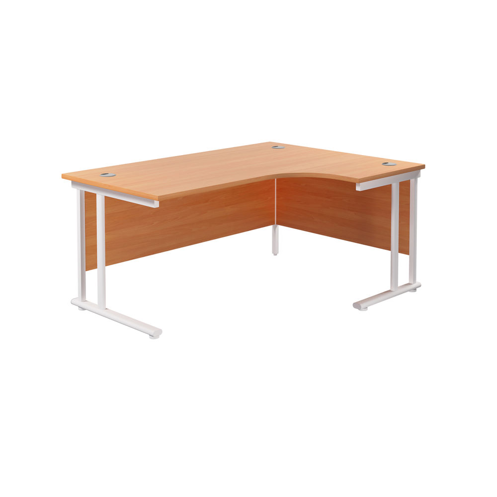 Jemini Radial Right Hand Cantilever Desk 1600x1200x730mm Beech/White KF807704