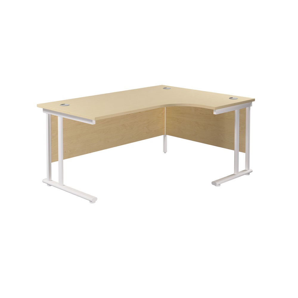 Jemini Radial Right Hand Cantilever Desk 1600x1200x730mm Maple/White KF807742