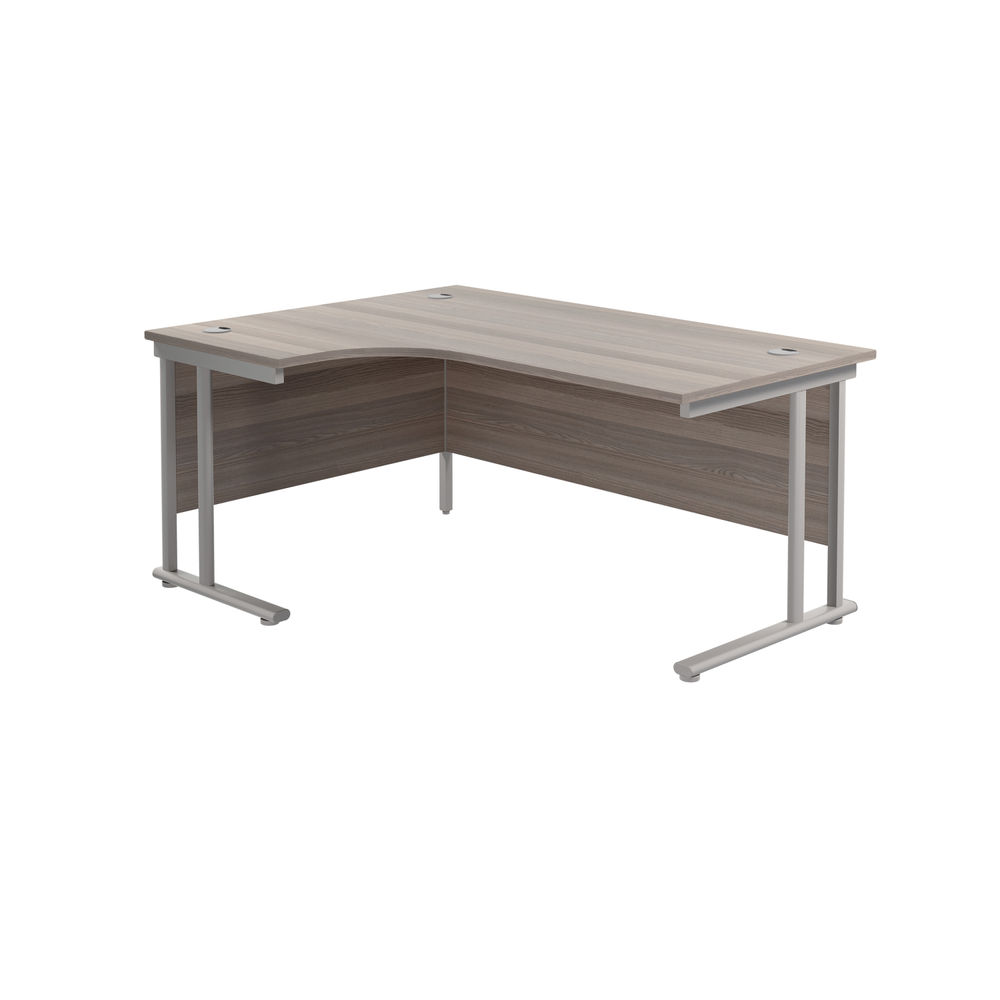 Jemini Radial Left Hand Cantilever Desk 1800x1200x730mm Grey Oak/Silver KF807773