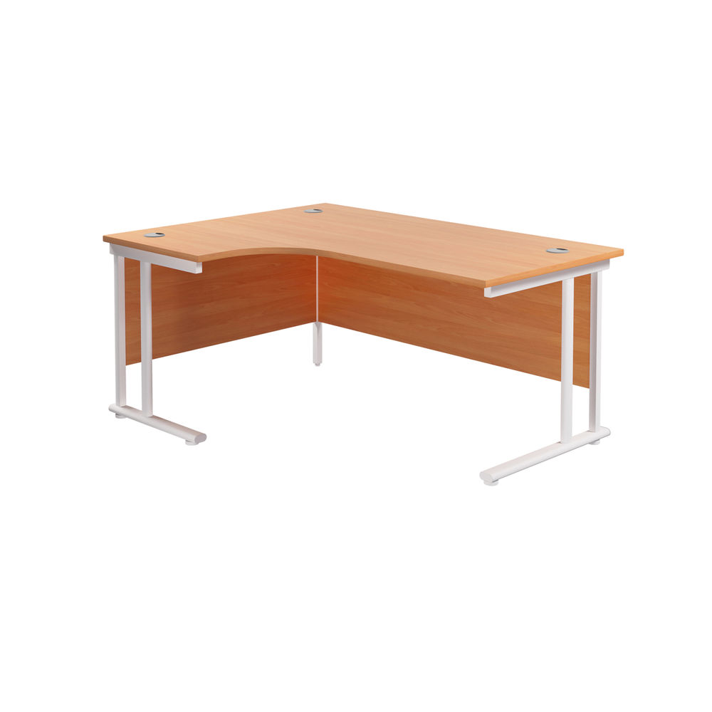 Jemini Radial Left Hand Cantilever Desk 1800x1200x730mm Beech/White KF807889