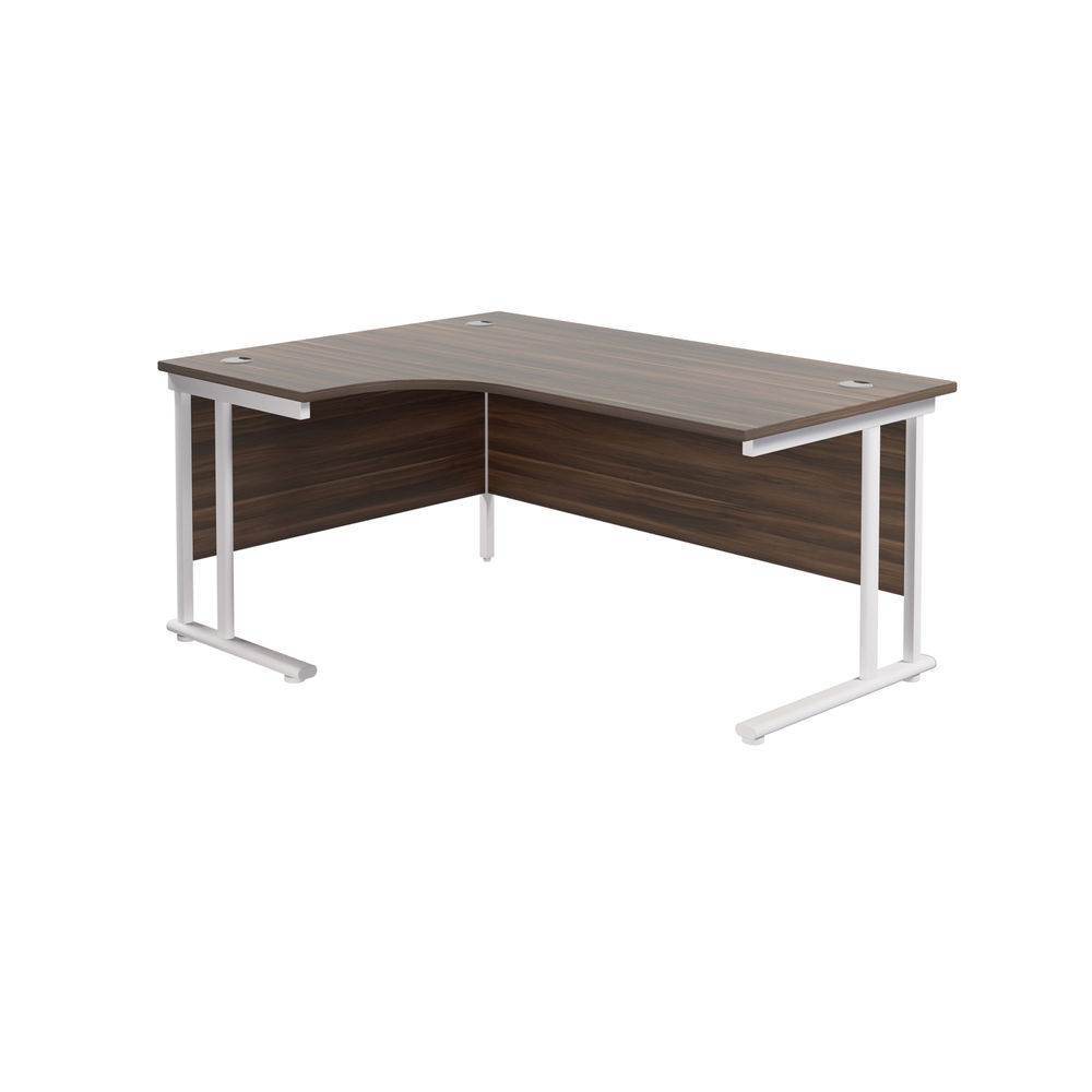 Jemini Radial Left Hand Cantilever Desk 1800x1200x730mm Dark Walnut/White KF807933