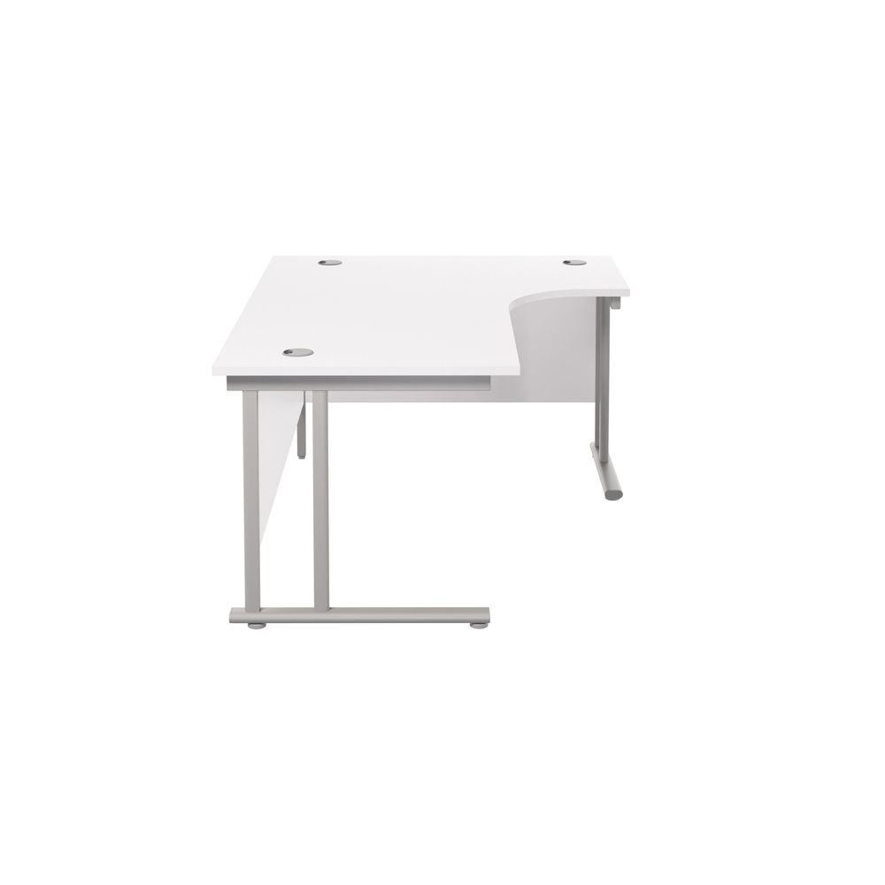 Jemini  White/Silver Cantilever Right Hand Radial Desk