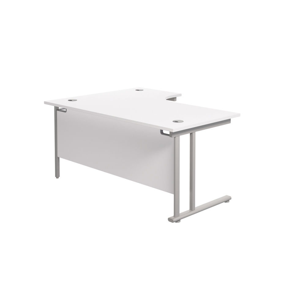 Jemini  White/Silver Cantilever Right Hand Radial Desk