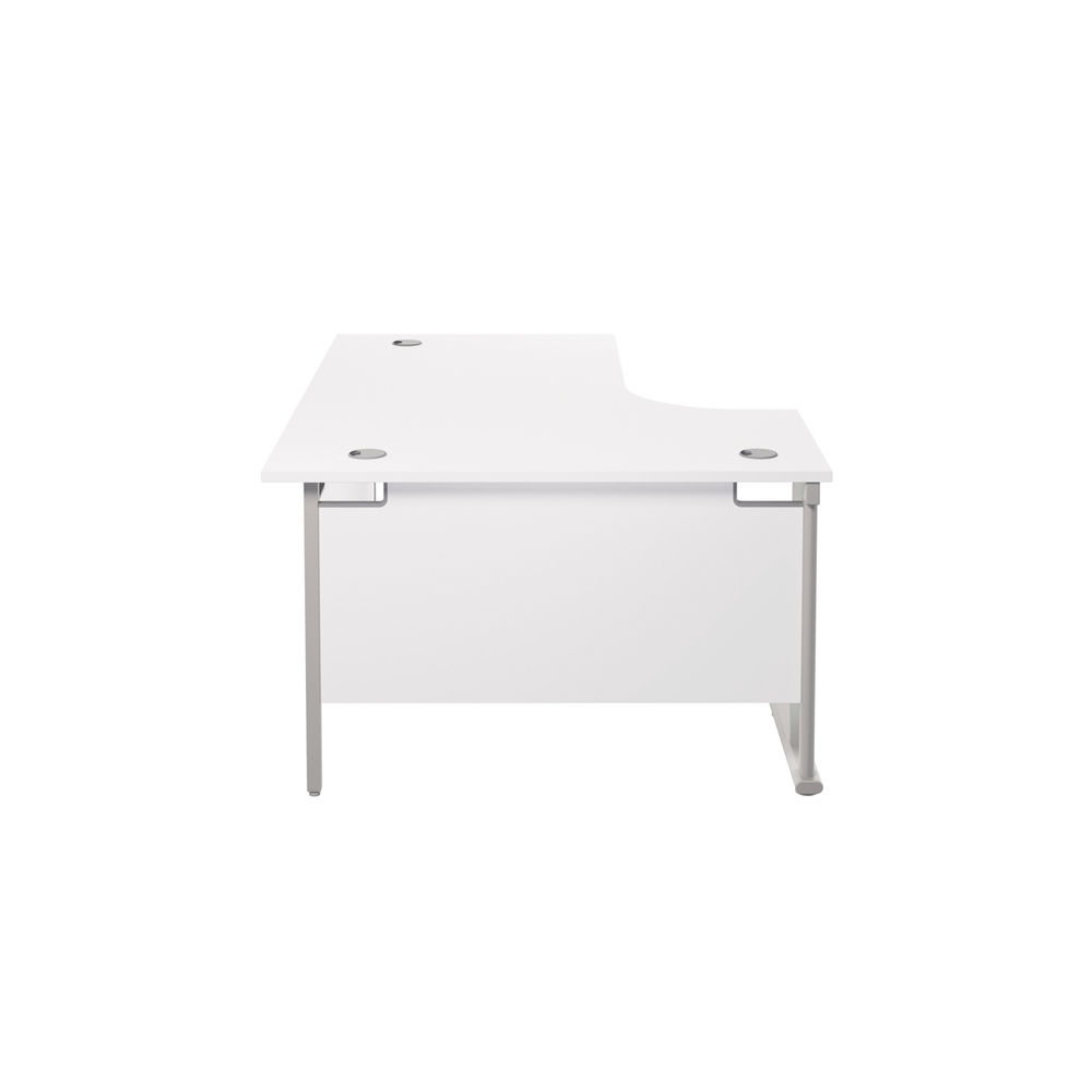 Jemini White/Silver Cantilever Left Hand Radial Desk