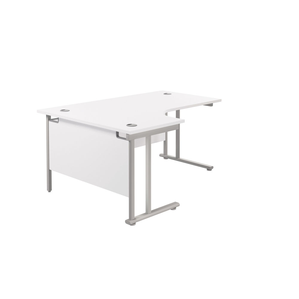 Jemini White/Silver Cantilever Left Hand Radial Desk