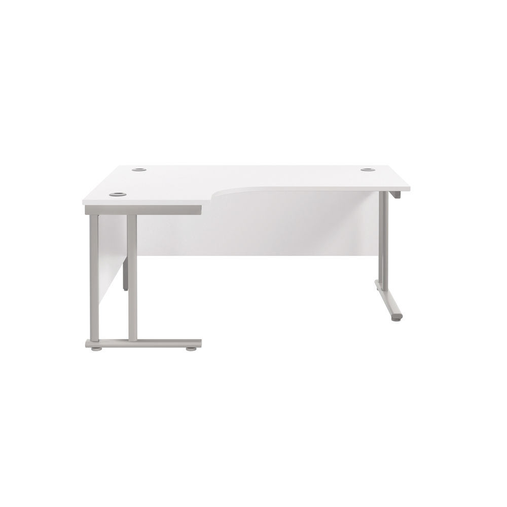 Jemini White/Silver Cantilever Left Hand Radial Desk