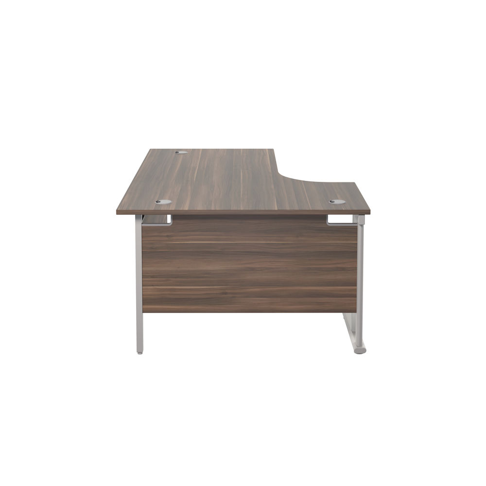 Jemini Dark Walnut/Silver Cantilever Left Hand Radial Desk