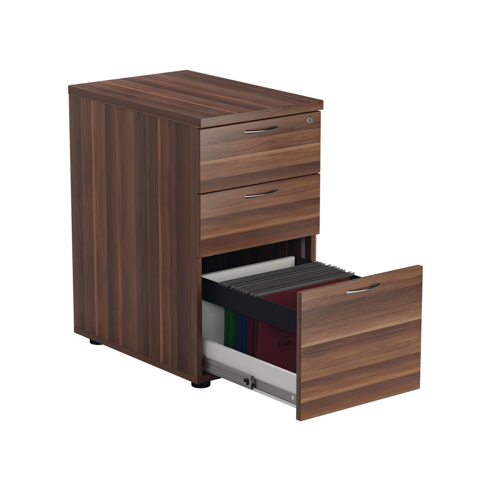 Jemini H730mm Walnut 3 Drawer Desk High Pedestal