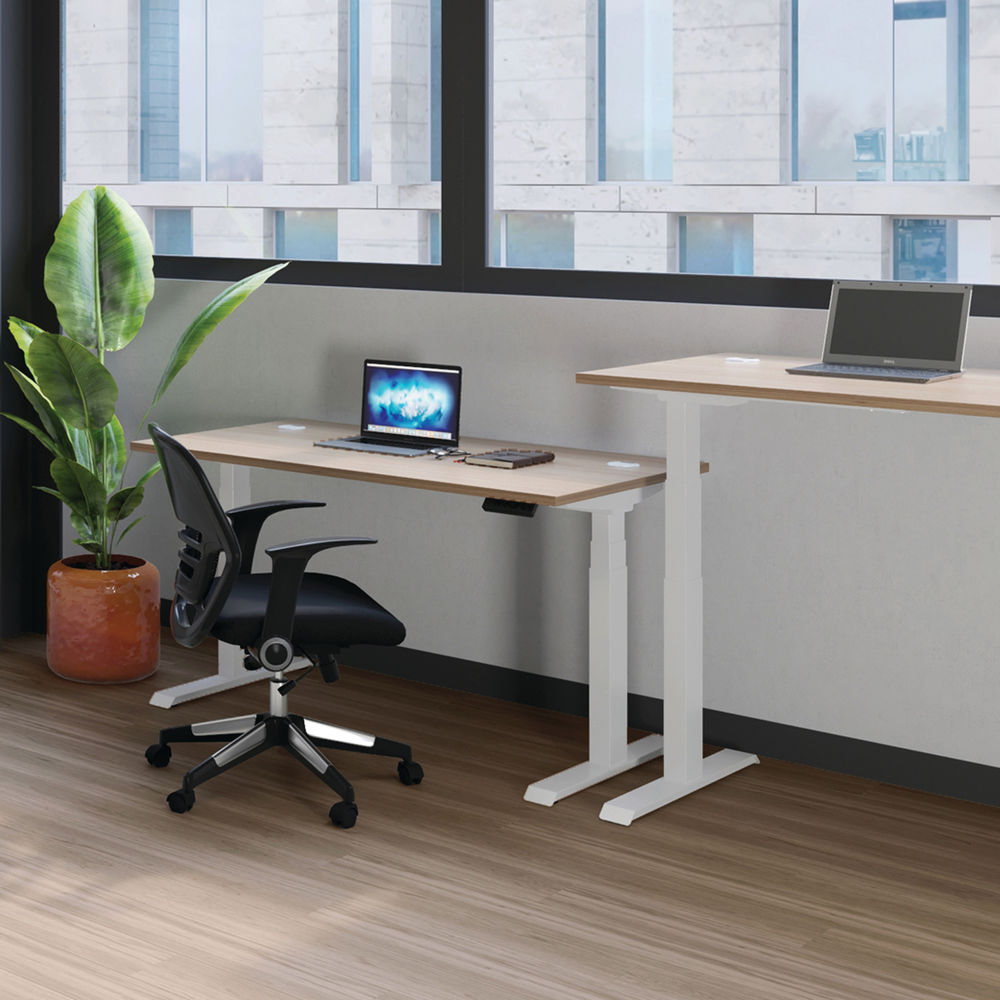 Jemini 1200x800mm Nova Oak/Silver Sit Stand Desk