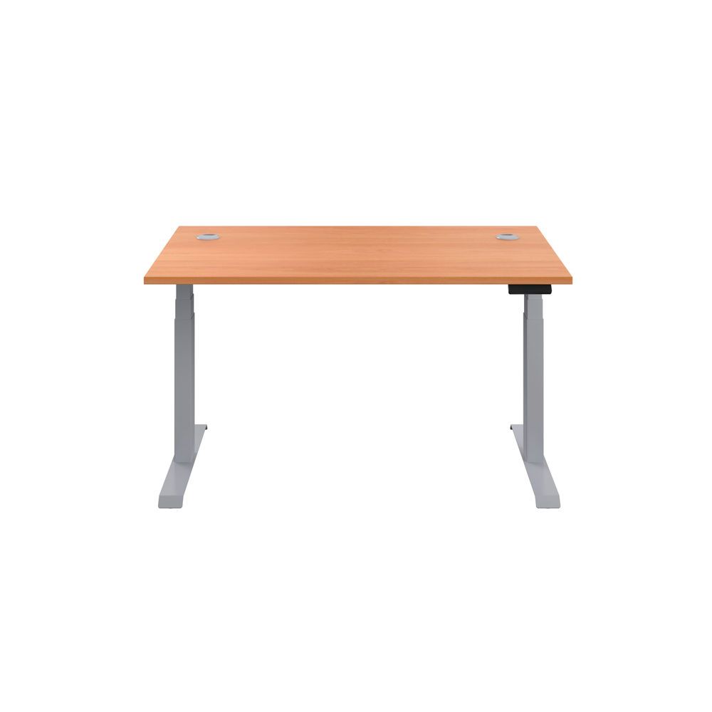 Jemini 1400x800mm Beech/Silver Sit Stand Desk