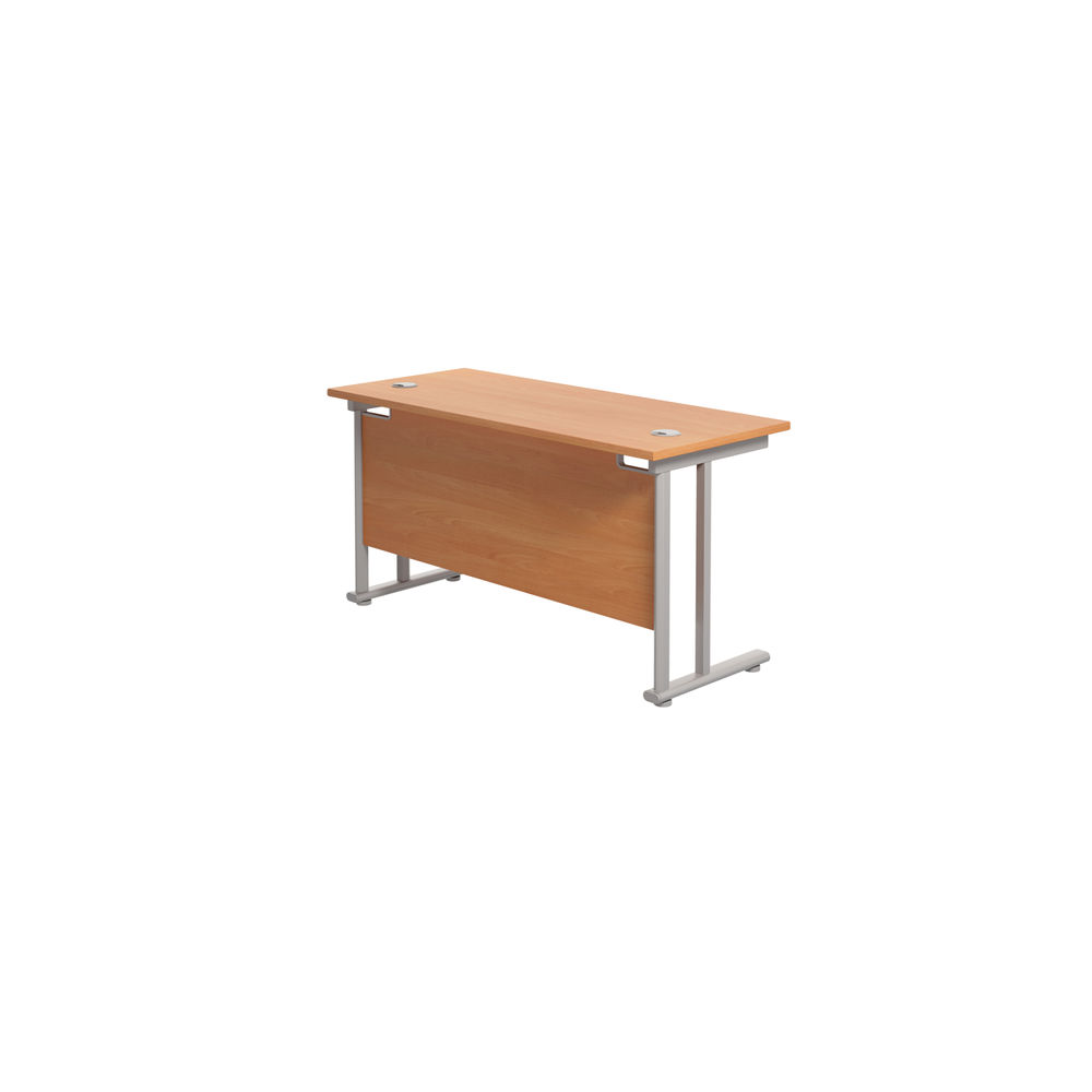 Jemini 1200x600mm Beech/Silver Rectangular Cantilever Desk