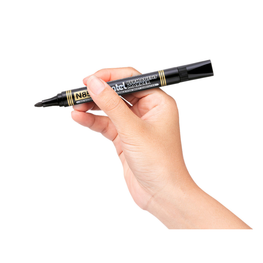 Pentel N850 Black Bullet Tip Permanent Marker (Pack of 12)