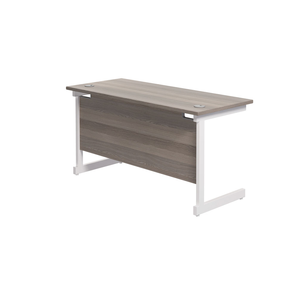 Jemini 1400x600mm Grey Oak/White Single Rectangular Desk