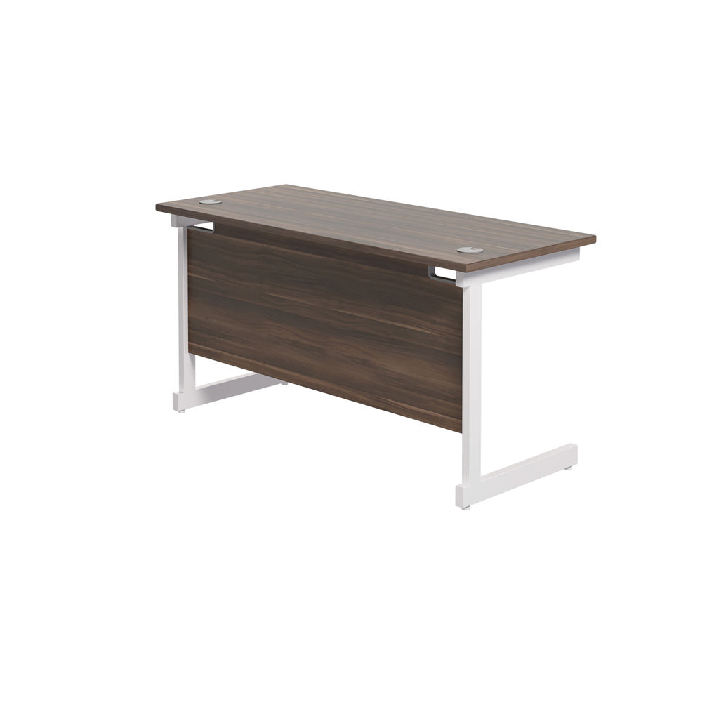 Jemini 1400x600mm Dark Walnut/White Single Rectangular Desk