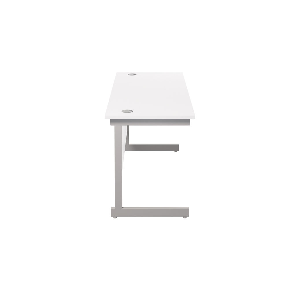 Jemini 1600x600mm White/Silver Single Rectangular Desk