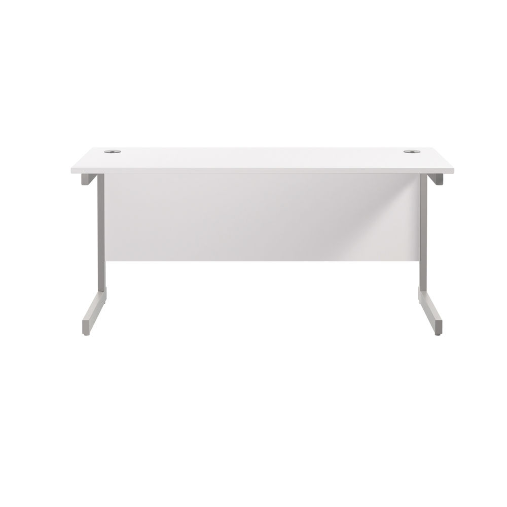 Jemini 1600x600mm White/Silver Single Rectangular Desk