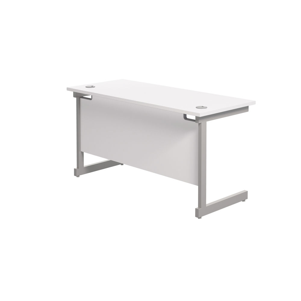 Jemini 1200x600mm White/Silver Single Rectangular Desk