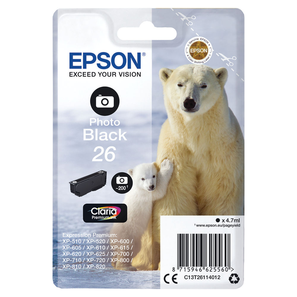 Epson 26 Photo Black Inkjet Cartridge C13T26114012