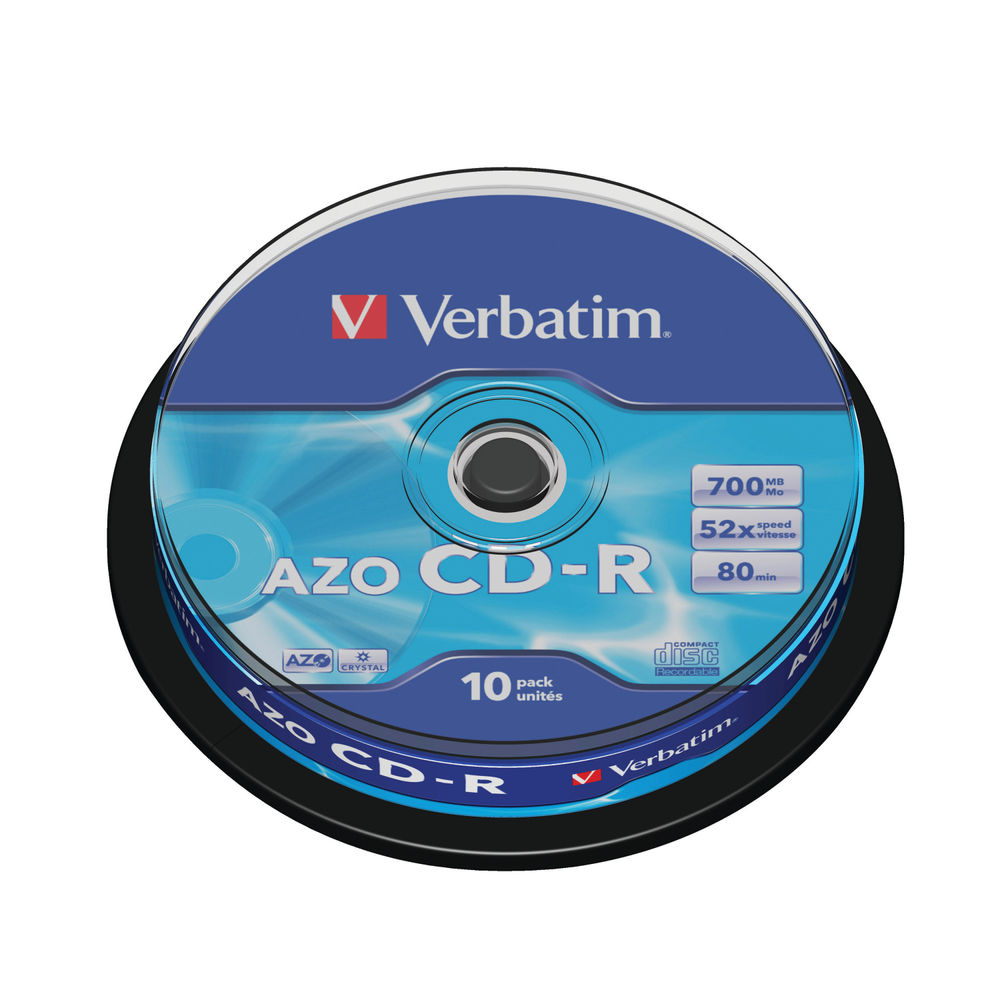 Verbatim 700MB 52x Speed CD-R Extra Protection Spindle, Pack of 10 | 43437