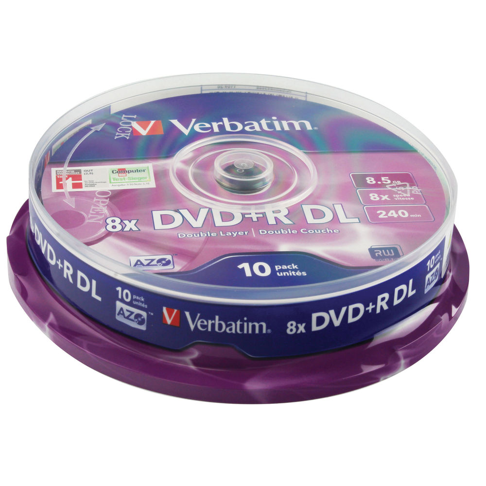 Verbatim 8.5GB 8x Speed DVD+R Double Layer, Pack of 10 | 43666