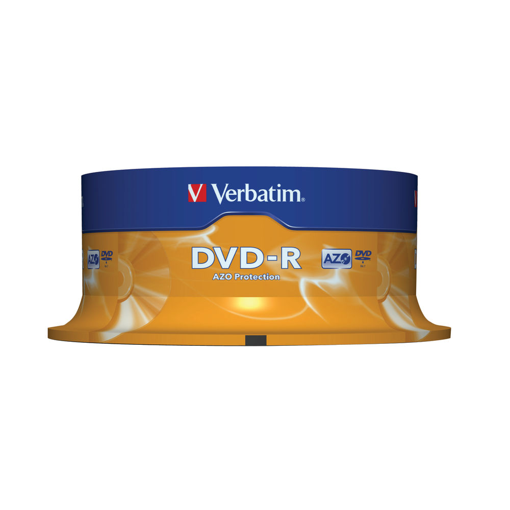 Verbatim 4.7GB 16x Speed DVD-R Spindle, Pack of 25 | 43522